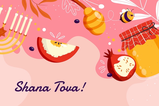 Free vector flat background for rosh hashanah jewish new year celebration