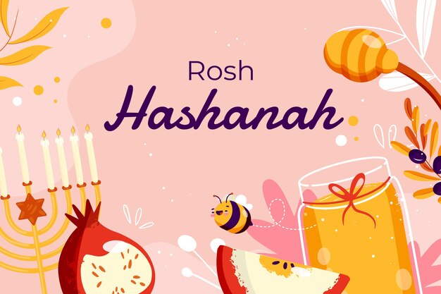 Flat background for rosh hashanah jewish new year celebration