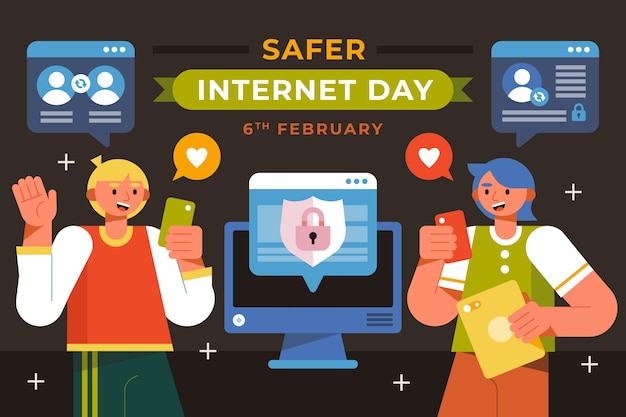 Free vector flat background for safer internet day