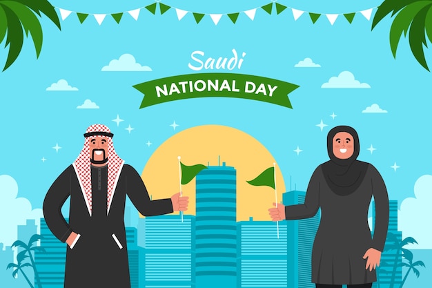 Плоский фон для национального дня саудовской