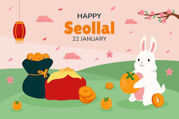 Free vector flat background for seollal festival celebration