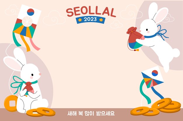 설날 축제 축하를위한 평면 배경