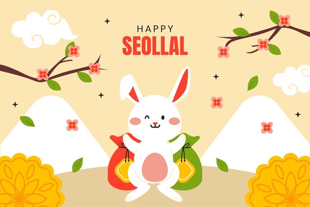 Flat background for seollal festival