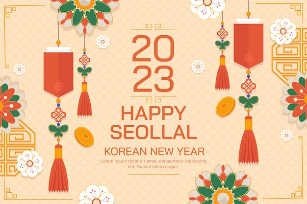 Free vector flat background for seollal festival