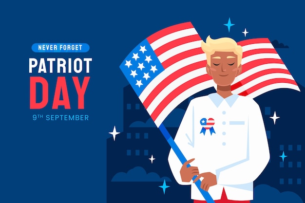 Free vector flat background for september 11 patriot day celebration