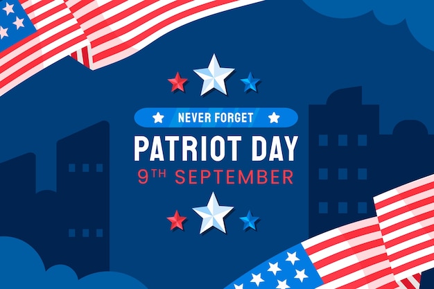 9월 11일 애국자의 날 축하를 위한 평평한 배경