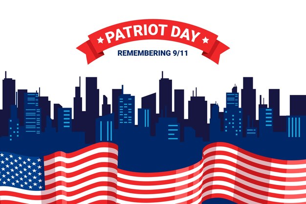 Free vector flat background for september 11 patriot day celebration