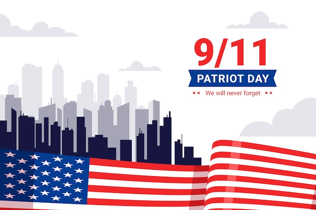 Free vector flat background for september 11 patriot day celebration