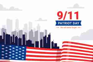 Free vector flat background for september 11 patriot day celebration