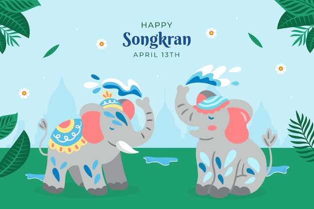 Flat background for songkran water festival celebration