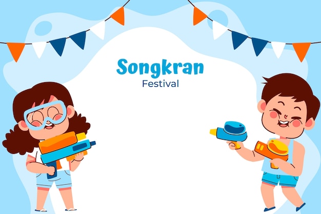 Free vector flat background for songkran water festival