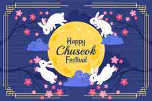 Free vector flat background for south korean chuseok festival celebration