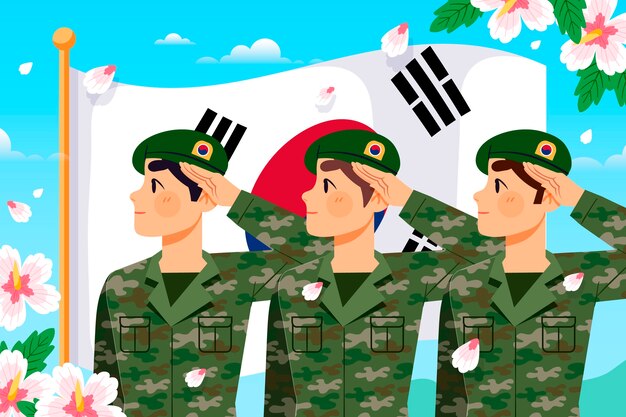 한국 현충일 축하를위한 평면 배경