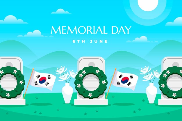 한국 현충일 축하를위한 평면 배경