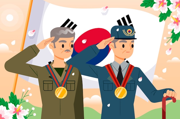 한국 현충일 축하를위한 평면 배경