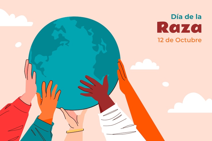 Free Vector flat background for spanish dia de la raza celebration