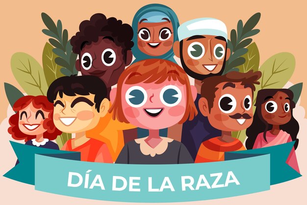 스페인의 Dia de la Raza 축제의 평평한 배경