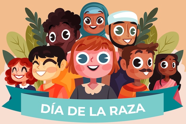 Flat background for spanish dia de la raza celebration