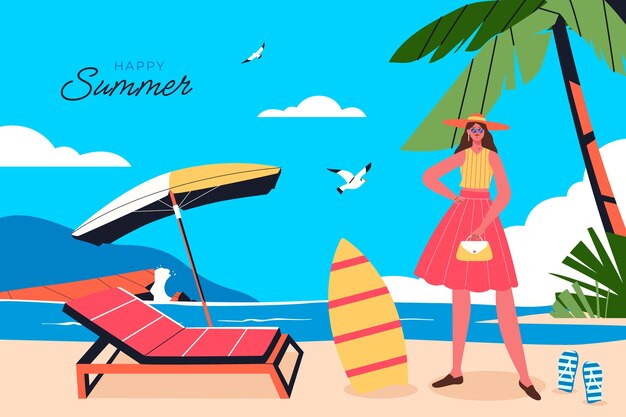 Flat background for summer season celebration