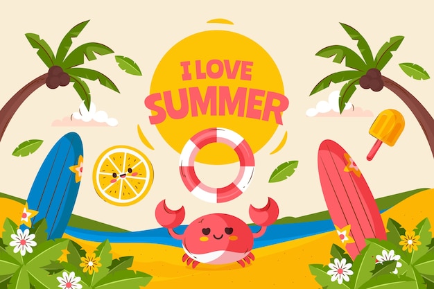 Free vector flat background for summertime