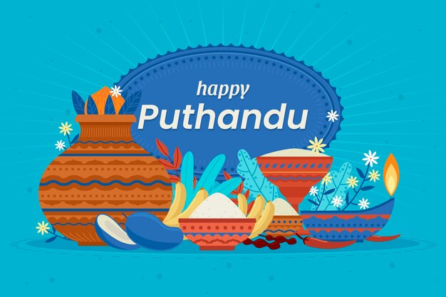 flat background for tamil new year celebration