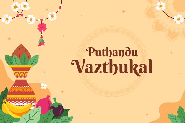 Free vector flat background for tamil new year celebration