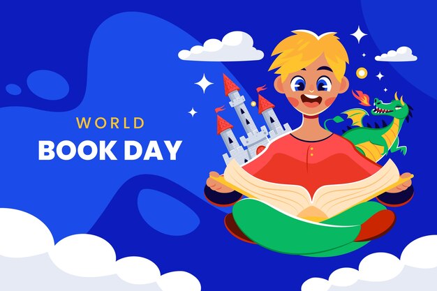 Flat background template for world book day celebration