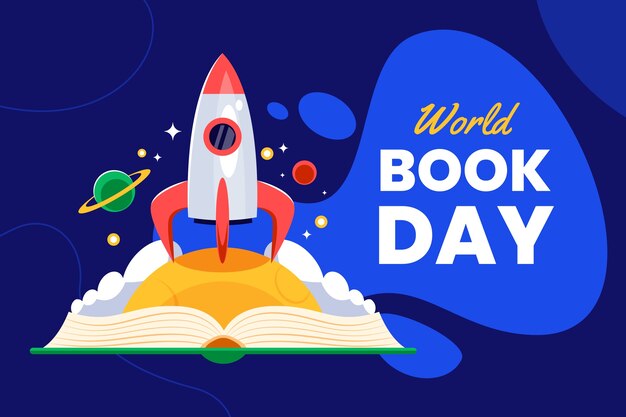 Flat background template for world book day celebration