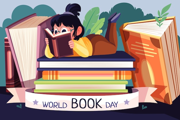 Free vector flat background template for world book day celebration