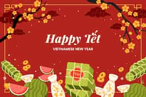 Free vector flat background for tet new year celebration