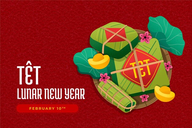 Free vector flat background for tet new year celebration