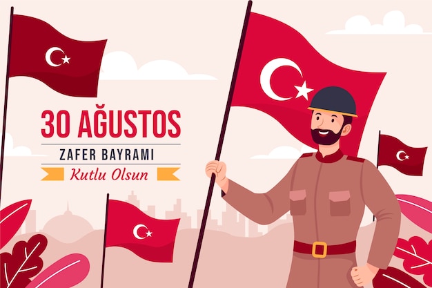 Free vector flat background for turkish armed forces day celebration