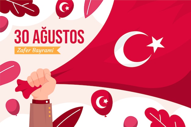 Flat background for turkish armed forces day celebration
