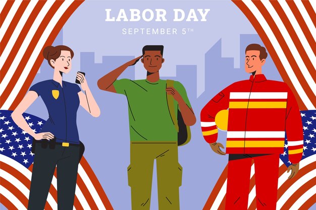 Free vector flat background for us labor day celebration