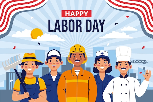 Flat background for us labor day celebration