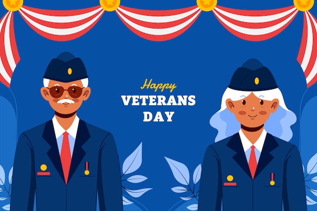 Free vector flat background for us veterans day holiday