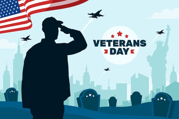 Flat background for us veterans day holiday