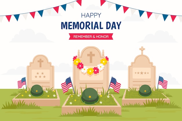 Flat background for usa memorial day celebration