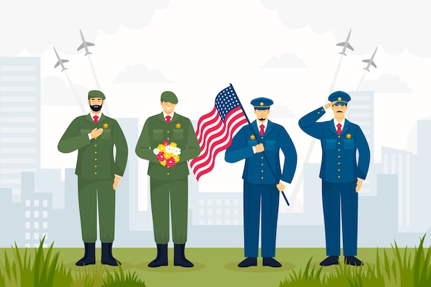 Free vector flat background for usa memorial day celebration