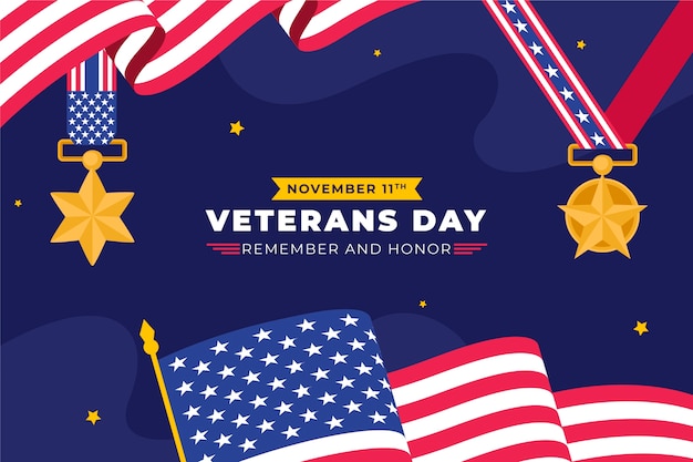 Free vector flat background for usa veterans day holiday