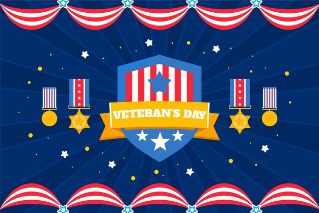 Flat background for usa veterans day holiday