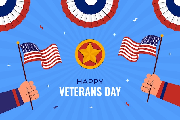 Free vector flat background for usa veterans day holiday