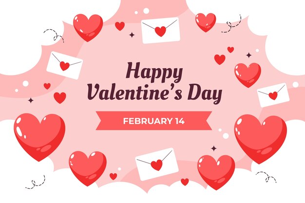 Flat background for valentine's day holiday
