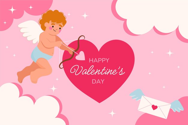 Flat background for valentine's day holiday