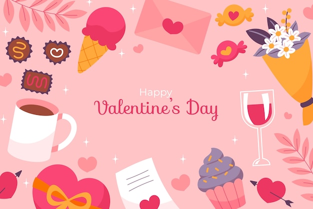 Free vector flat background for valentines day celebration