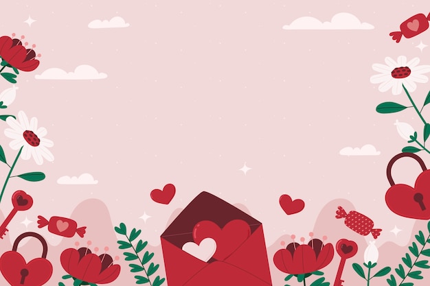 Free vector flat background for valentines day celebration