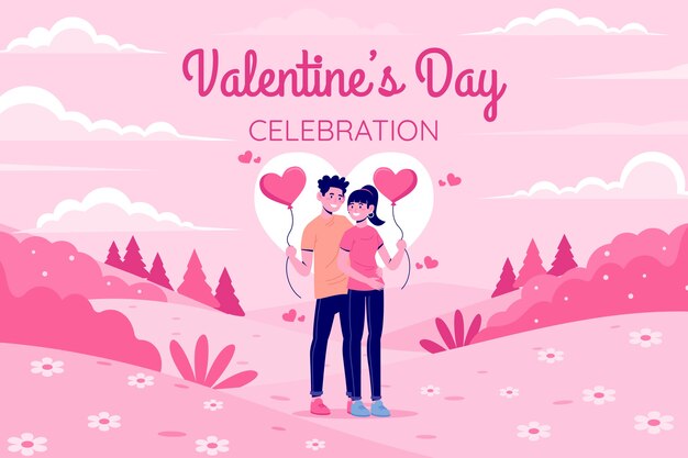 Free vector flat background for valentines day celebration