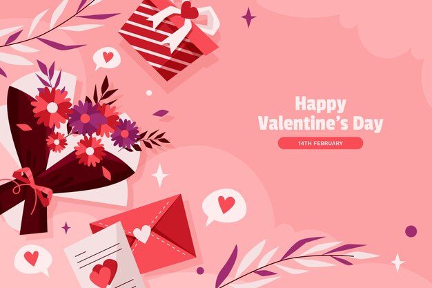 Flat background for valentines day celebration