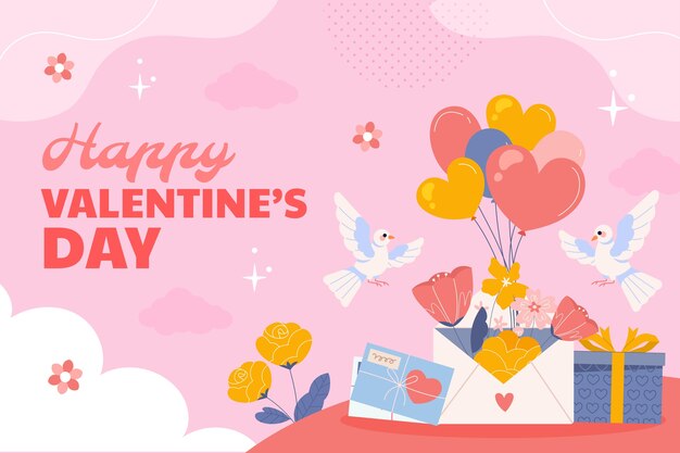 Free Vector flat background for valentines day celebration