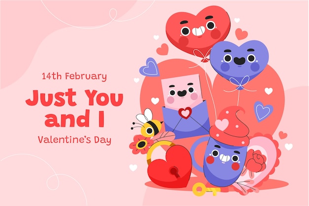 Free vector flat background for valentines day celebration